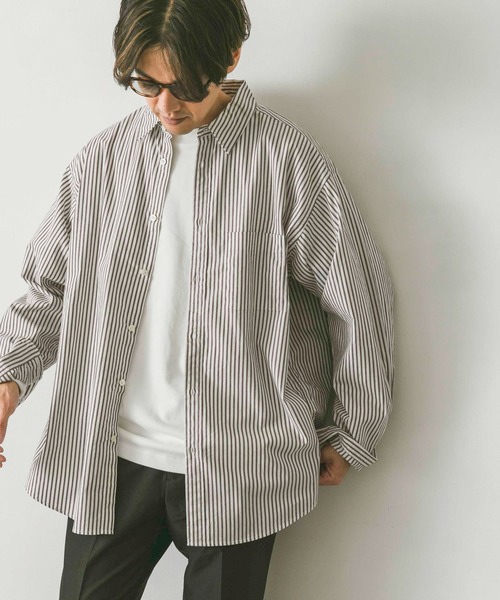 URBAN RESEARCH DOORS(アーバンリサーチドアーズ)の「ライトオックスストライプレギュラーカラーシャツ(シャツ/ブラウス・メンズ・グリーン系その他/ブラウン系その他/ブルー系その他・MEDIUM/SMALL/LARGE)」の10枚目の写真