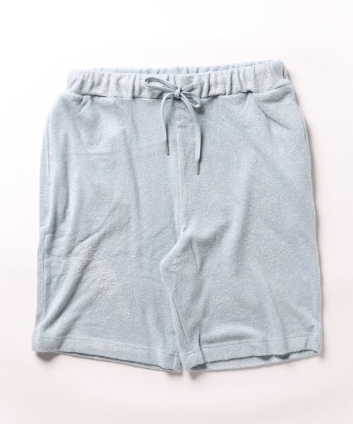 sleeping.com(スリーピングドットコム)の「オリジナルの香り付き素材 メンズ・ゆるふわダブルパイルカットソーハーフパンツ(ルームウェア/パジャマ・メンズ・オリーブ/ベージュ/ネイビー/ライトグレー/スカイブルー・フリ-)」の1枚目の写真