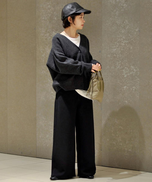 JOURNAL STANDARD(ジャーナルスタンダード)の「ウール畦カーディガン(カーディガン/ボレロ・レディース・ラベンダー/ベージュ系その他/チャコールグレー・FREE)」の5枚目の写真