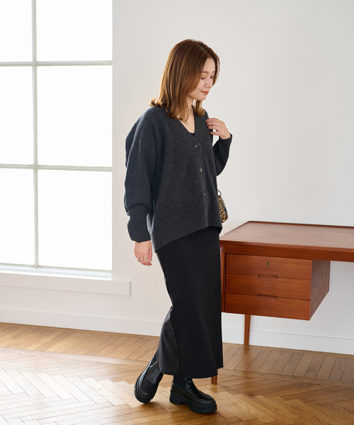 JOURNAL STANDARD(ジャーナルスタンダード)の「ウール畦カーディガン(カーディガン/ボレロ・レディース・ラベンダー/ベージュ系その他/チャコールグレー・FREE)」の8枚目の写真