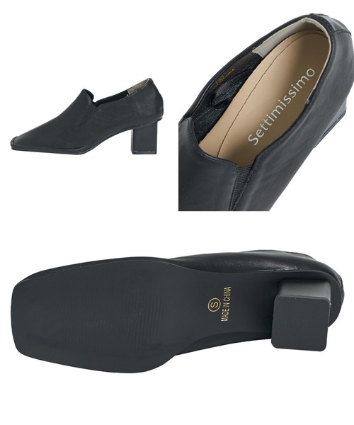 Settimissimo（セッティミッシモ）の「ステッチデザインスクエアートゥシューズ（パンプス・レディース・ブラック/ベージュ・S/M/L）」の5枚目の写真