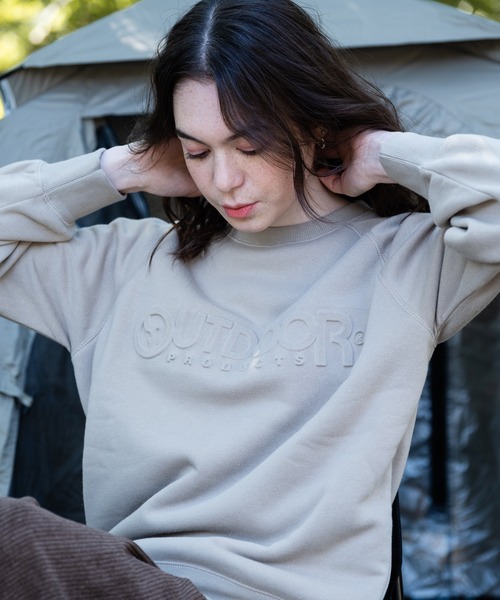OUTDOOR PRODUCTS APPAREL(アウトドアプロダクツアパレル)の「身頃ボア エンボスブランドロゴ スウェット トレーナー(スウェット・レディース・オリーブ/ネイビー/ベージュ・MEDIUM/LARGE)」の9枚目の写真