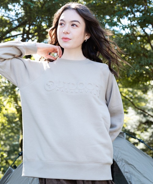 OUTDOOR PRODUCTS APPAREL(アウトドアプロダクツアパレル)の「身頃ボア エンボスブランドロゴ スウェット トレーナー(スウェット・レディース・オリーブ/ネイビー/ベージュ・MEDIUM/LARGE)」の10枚目の写真