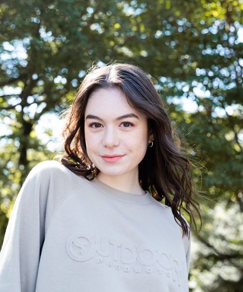 OUTDOOR PRODUCTS APPAREL(アウトドアプロダクツアパレル)の「身頃ボア エンボスブランドロゴ スウェット トレーナー(スウェット・レディース・オリーブ/ネイビー/ベージュ・MEDIUM/LARGE)」の15枚目の写真