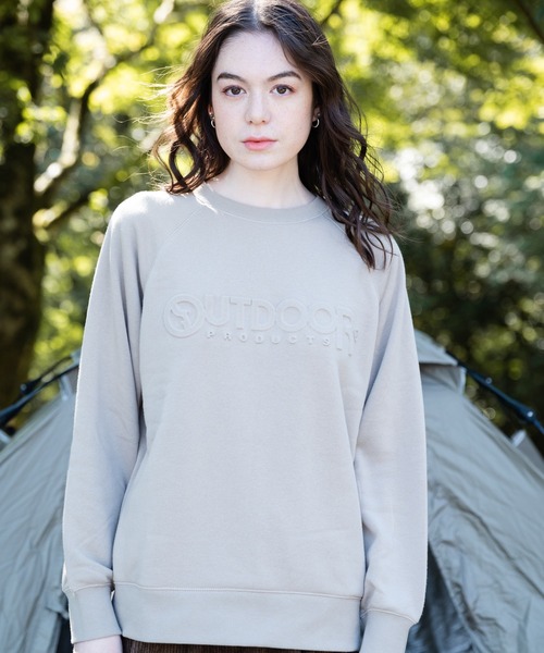 OUTDOOR PRODUCTS APPAREL(アウトドアプロダクツアパレル)の「身頃ボア エンボスブランドロゴ スウェット トレーナー(スウェット・レディース・オリーブ/ネイビー/ベージュ・MEDIUM/LARGE)」の12枚目の写真