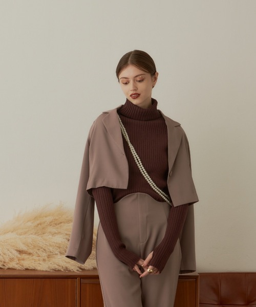 VANNIE U(ヴァニーユー)の「ショートワンジャケット(テーラードジャケット・レディース・ブラック/モカ・FREE)」の12枚目の写真