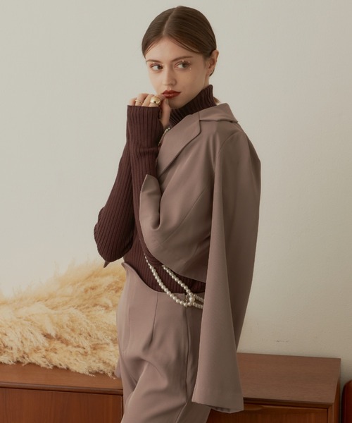 VANNIE U(ヴァニーユー)の「ショートワンジャケット(テーラードジャケット・レディース・ブラック/モカ・FREE)」の18枚目の写真