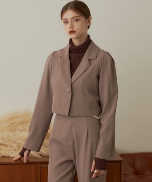 VANNIE U(ヴァニーユー)の「ショートワンジャケット(テーラードジャケット・レディース・ブラック/モカ・FREE)」の7枚目の写真