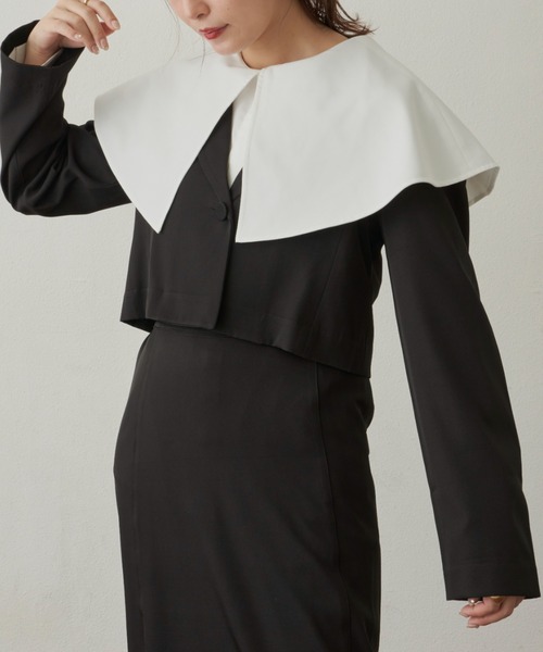 VANNIE U(ヴァニーユー)の「ショートワンジャケット(テーラードジャケット・レディース・ブラック/モカ・FREE)」の22枚目の写真