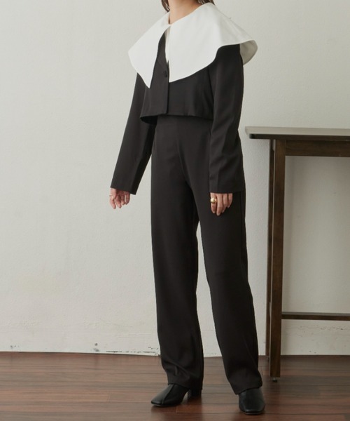 VANNIE U(ヴァニーユー)の「ショートワンジャケット(テーラードジャケット・レディース・ブラック/モカ・FREE)」の3枚目の写真