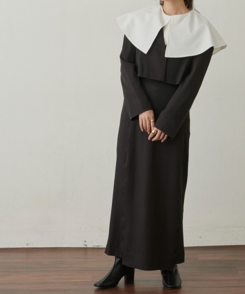 VANNIE U(ヴァニーユー)の「ショートワンジャケット(テーラードジャケット・レディース・ブラック/モカ・FREE)」の11枚目の写真