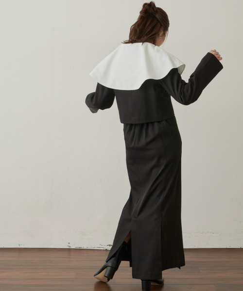 VANNIE U(ヴァニーユー)の「ショートワンジャケット(テーラードジャケット・レディース・ブラック/モカ・FREE)」の6枚目の写真