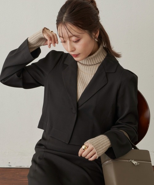 VANNIE U(ヴァニーユー)の「ショートワンジャケット(テーラードジャケット・レディース・ブラック/モカ・FREE)」の10枚目の写真