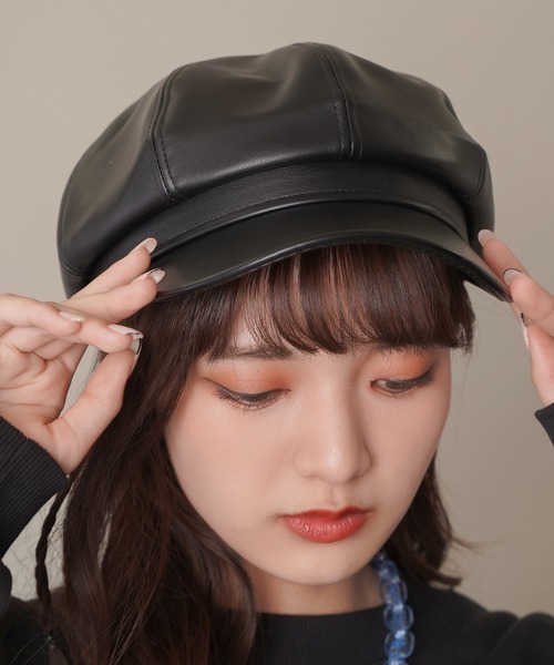 SPINNS（スピンズ）の「6パネル合皮キャスケット（キャスケット・レディース・ブラック・ONESIZE）」の8枚目の写真