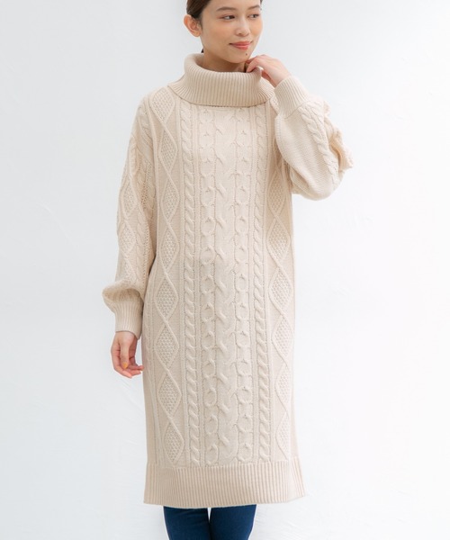 Honeys（ハニーズ）の「オフタートルワンピース（ワンピース・レディース・アイボリー/グリーン/ベージュ/モカ・S/M/L/LL）」の20枚目の写真