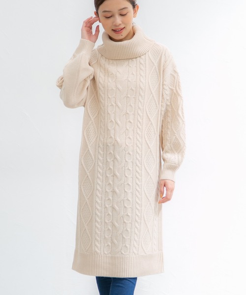 Honeys（ハニーズ）の「オフタートルワンピース（ワンピース・レディース・アイボリー/グリーン/ベージュ/モカ・S/M/L/LL）」の19枚目の写真