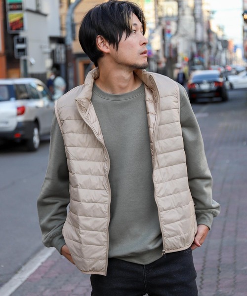 ZIP FIVE（ジップファイブ）の「【lootbox】  キルト発熱中綿カラーダウンスタンドベスト（ダウンベスト・レディース・ライム/ベージュ/パープル/カーキ/ネイビー/ブルー/レッド/グレー/ブラック・X-LARGE/LARGE/MEDIUM）」の4枚目の写真