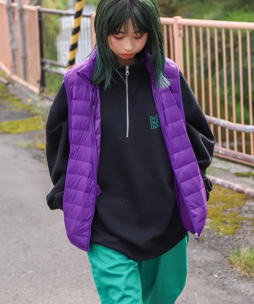 ZIP FIVE（ジップファイブ）の「【lootbox】  キルト発熱中綿カラーダウンスタンドベスト（ダウンベスト・レディース・ライム/ベージュ/パープル/カーキ/ネイビー/ブルー/レッド/グレー/ブラック・X-LARGE/LARGE/MEDIUM）」の11枚目の写真