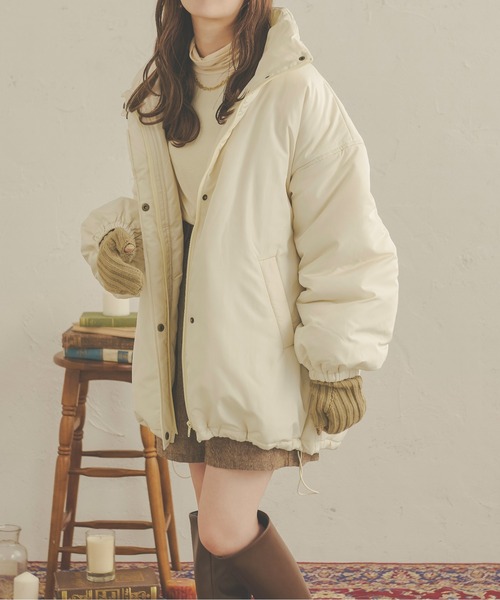 Ambre Neige(アンブルネージュ)の「中綿ビッグジャケット/WEB/EC限定商品(ダウンジャケット/コート・レディース・アイボリー/ダークブラウン/ベージュ・FREE)」の5枚目の写真
