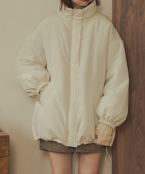Ambre Neige(アンブルネージュ)の「中綿ビッグジャケット/WEB/EC限定商品(ダウンジャケット/コート・レディース・アイボリー/ダークブラウン/ベージュ・FREE)」の4枚目の写真