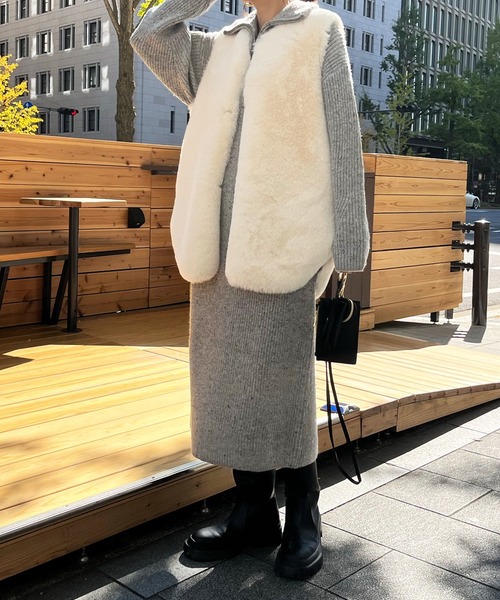 DouDou(ドゥドゥ)の「ハーフジップネップワンピース(ワンピース・レディース・ベージュ/ブラウン/グレー/チャコールグレー・FREE)」の19枚目の写真