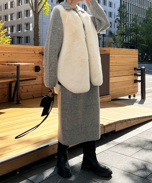 DouDou(ドゥドゥ)の「ハーフジップネップワンピース(ワンピース・レディース・ベージュ/ブラウン/グレー/チャコールグレー・FREE)」の20枚目の写真