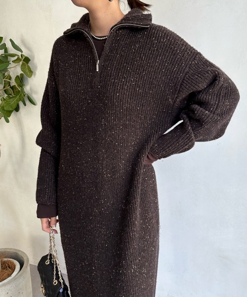 DouDou(ドゥドゥ)の「ハーフジップネップワンピース(ワンピース・レディース・ベージュ/ブラウン/グレー/チャコールグレー・FREE)」の17枚目の写真