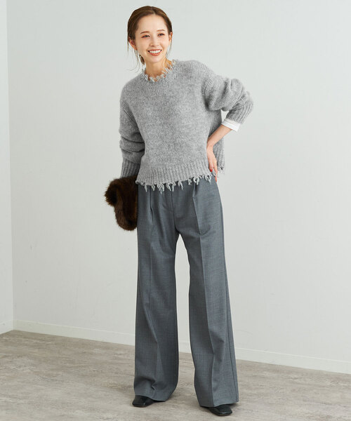 SLOBE IENA（スローブイエナ）の「COZUEANZAI*SLOBEモヘヤニット（アンサンブル・レディース・グレー/ブラウン・FREE）」の4枚目の写真