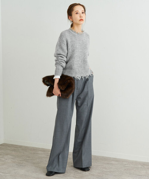 SLOBE IENA（スローブイエナ）の「COZUEANZAI*SLOBEモヘヤニット（アンサンブル・レディース・グレー/ブラウン・FREE）」の5枚目の写真