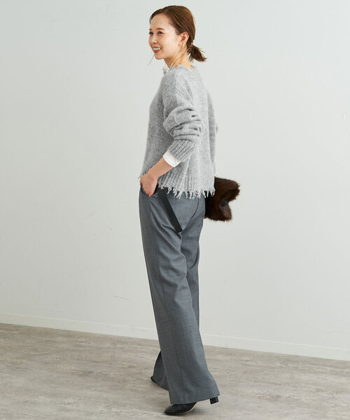 SLOBE IENA（スローブイエナ）の「COZUEANZAI*SLOBEモヘヤニット（アンサンブル・レディース・グレー/ブラウン・FREE）」の6枚目の写真