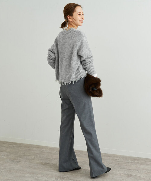 SLOBE IENA（スローブイエナ）の「COZUEANZAI*SLOBEモヘヤニット（アンサンブル・レディース・グレー/ブラウン・FREE）」の7枚目の写真