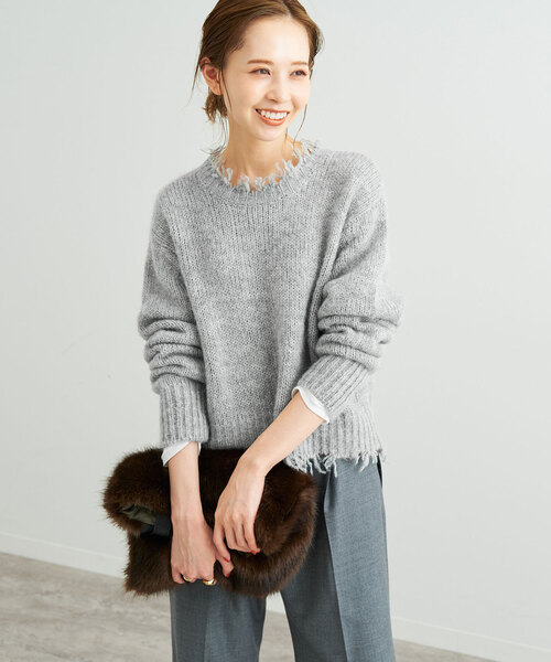 SLOBE IENA（スローブイエナ）の「COZUEANZAI*SLOBEモヘヤニット（アンサンブル・レディース・グレー/ブラウン・FREE）」の10枚目の写真