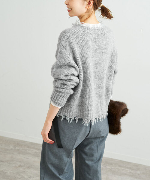 SLOBE IENA（スローブイエナ）の「COZUEANZAI*SLOBEモヘヤニット（アンサンブル・レディース・グレー/ブラウン・FREE）」の11枚目の写真