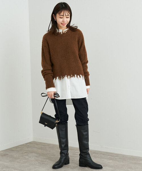 SLOBE IENA（スローブイエナ）の「COZUEANZAI*SLOBEモヘヤニット（アンサンブル・レディース・グレー/ブラウン・FREE）」の13枚目の写真