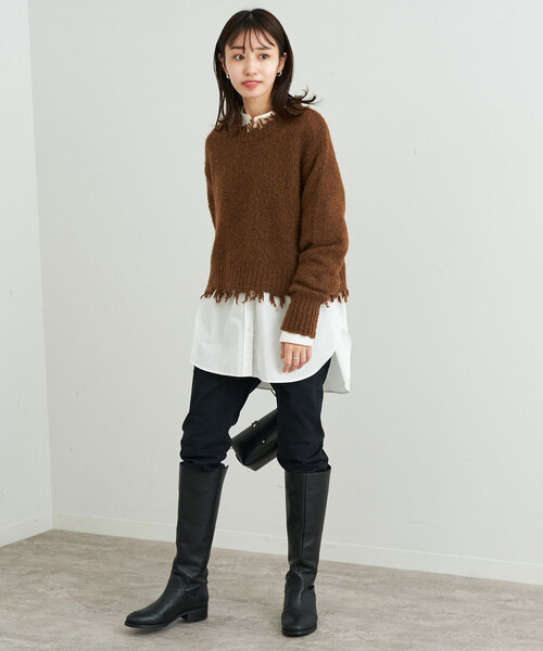 SLOBE IENA（スローブイエナ）の「COZUEANZAI*SLOBEモヘヤニット（アンサンブル・レディース・グレー/ブラウン・FREE）」の14枚目の写真