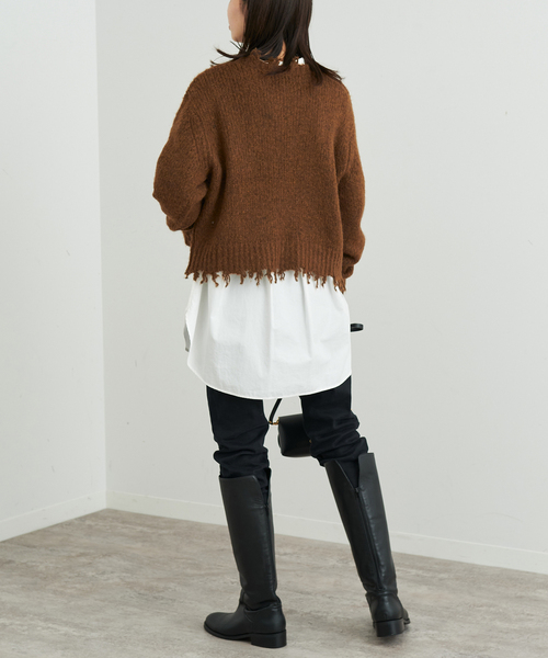 SLOBE IENA（スローブイエナ）の「COZUEANZAI*SLOBEモヘヤニット（アンサンブル・レディース・グレー/ブラウン・FREE）」の16枚目の写真