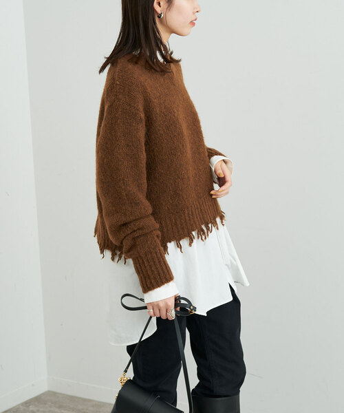 SLOBE IENA（スローブイエナ）の「COZUEANZAI*SLOBEモヘヤニット（アンサンブル・レディース・グレー/ブラウン・FREE）」の19枚目の写真