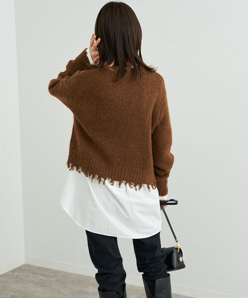 SLOBE IENA（スローブイエナ）の「COZUEANZAI*SLOBEモヘヤニット（アンサンブル・レディース・グレー/ブラウン・FREE）」の20枚目の写真