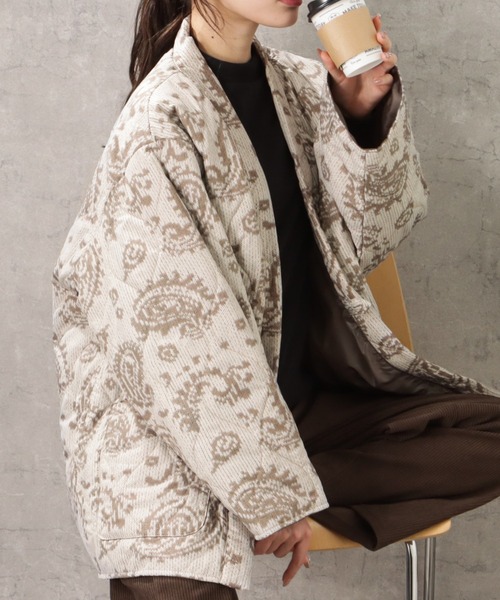 Mac-House（マックハウス）の「Timbre Poste  パッカブルどてら はんてん（その他アウター・メンズ・グレイッシュベージュ/カーキ/ブラウン/ホワイト×ブラック/ブルー/ベージュ/ネイビー/アイボリー/ライトカーキ/ブラック・S/L/M）」の6枚目の写真