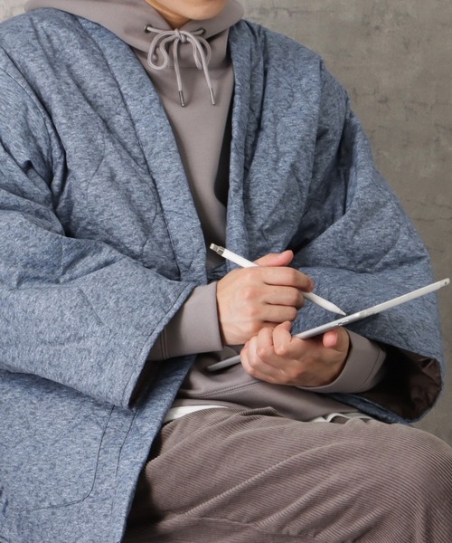 Mac-House（マックハウス）の「Timbre Poste  パッカブルどてら はんてん（その他アウター・メンズ・グレイッシュベージュ/カーキ/ブラウン/ホワイト×ブラック/ブルー/ベージュ/ネイビー/アイボリー/ライトカーキ/ブラック・S/L/M）」の10枚目の写真