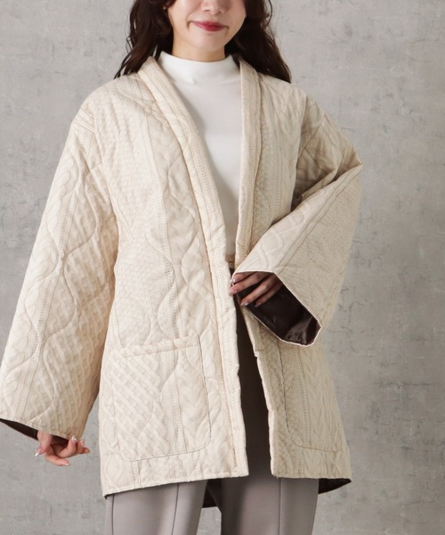 Mac-House（マックハウス）の「Timbre Poste  パッカブルどてら はんてん（その他アウター・メンズ・グレイッシュベージュ/カーキ/ブラウン/ホワイト×ブラック/ブルー/ベージュ/ネイビー/アイボリー/ライトカーキ/ブラック・S/L/M）」の21枚目の写真