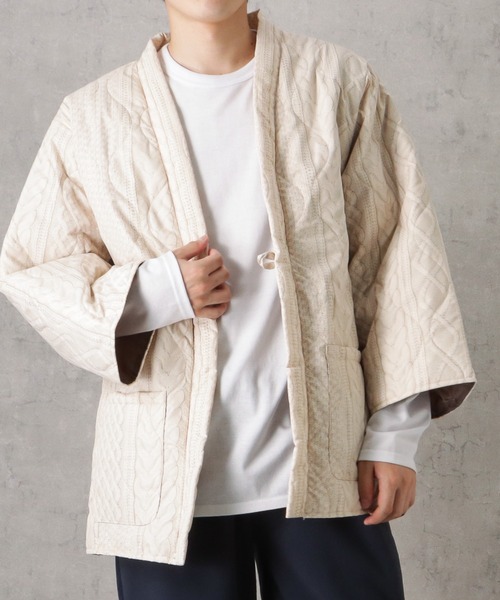 Mac-House（マックハウス）の「Timbre Poste  パッカブルどてら はんてん（その他アウター・メンズ・グレイッシュベージュ/カーキ/ブラウン/ホワイト×ブラック/ブルー/ベージュ/ネイビー/アイボリー/ライトカーキ/ブラック・S/L/M）」の11枚目の写真