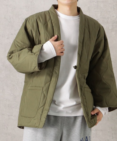 Mac-House（マックハウス）の「Timbre Poste  パッカブルどてら はんてん（その他アウター・メンズ・グレイッシュベージュ/カーキ/ブラウン/ホワイト×ブラック/ブルー/ベージュ/ネイビー/アイボリー/ライトカーキ/ブラック・S/L/M）」の16枚目の写真