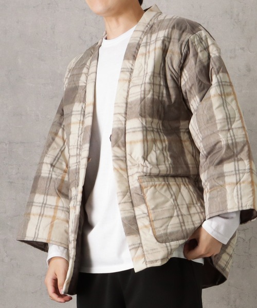 Mac-House（マックハウス）の「Timbre Poste  パッカブルどてら はんてん（その他アウター・メンズ・グレイッシュベージュ/カーキ/ブラウン/ホワイト×ブラック/ブルー/ベージュ/ネイビー/アイボリー/ライトカーキ/ブラック・S/L/M）」の18枚目の写真