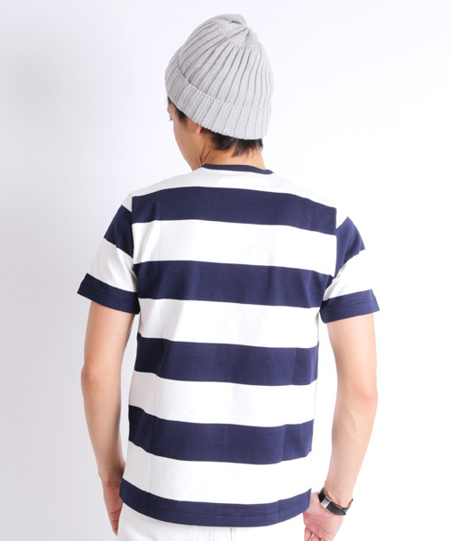 Denime（ドゥニーム）の「WIDE BORDER POCKET TEE/ワイドボーダーポケットTシャツ（Tシャツ/カットソー・メンズ・ブルー系その他/グレー系その他/ブラック系その他・MEDIUM/LARGE/SMALL）」の7枚目の写真
