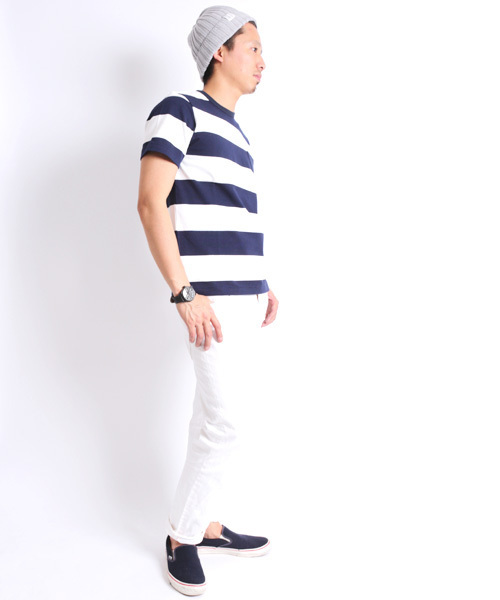 Denime（ドゥニーム）の「WIDE BORDER POCKET TEE/ワイドボーダーポケットTシャツ（Tシャツ/カットソー・メンズ・ブルー系その他/グレー系その他/ブラック系その他・MEDIUM/LARGE/SMALL）」の9枚目の写真