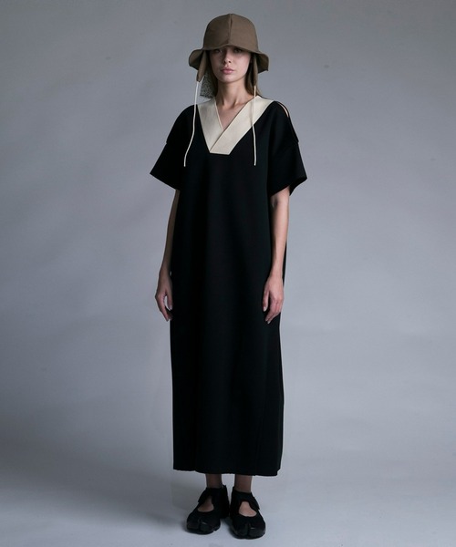 my beautiful landlet（マイビューティフルランドレット）の「【my beautiful landlet】 DOUBLE KNIT ONE-PIECE（ワンピース・レディース・オフホワイト/ブラック/ベージュ・1/0）」の2枚目の写真