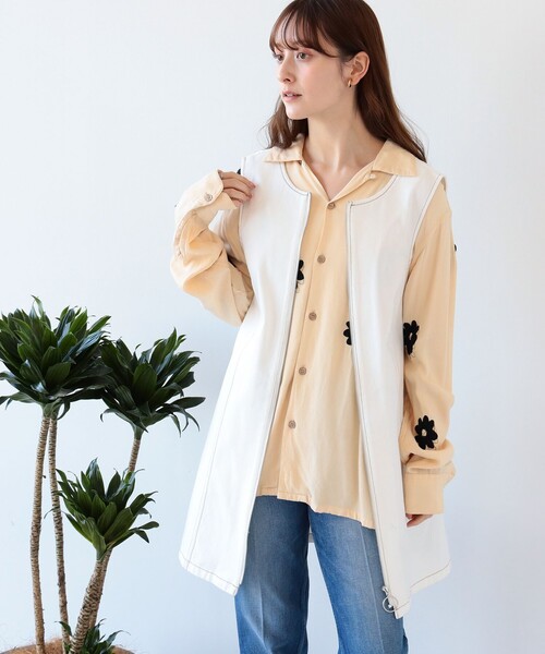 Ray BEAMS（レイビームス）の「Ray BEAMS / ジップ フロント ミニ ワンピース（ワンピース・レディース・オフホワイト/ブラック・0/1）」の10枚目の写真