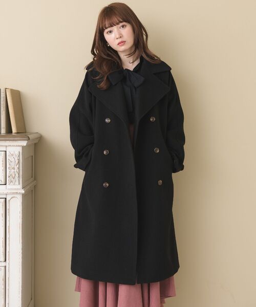 ems excite（エムズエキサイト）の「Wロングコート（その他アウター・レディース・ナチュラル/ライトグレー/ブラック・FREE）」の2枚目の写真