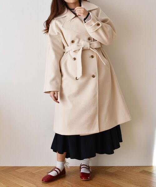 ems excite（エムズエキサイト）の「Wロングコート（その他アウター・レディース・ナチュラル/ライトグレー/ブラック・FREE）」の4枚目の写真